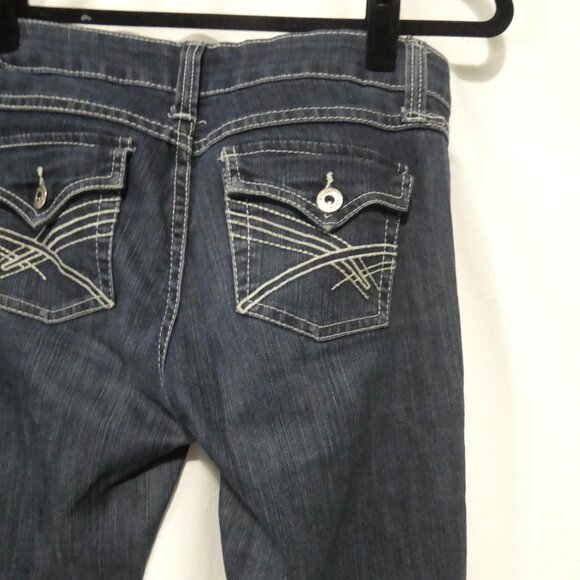 BONGO - Denim Vision | size 7 | Classic Flared Dark Wash  Blue Denim Jeans - Picture 12 of 16